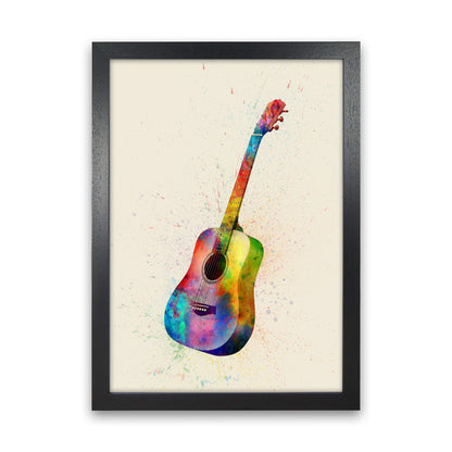 Acoustic Guitar Watercolour Multi-Colour  by Michael Tompsett Black Grain