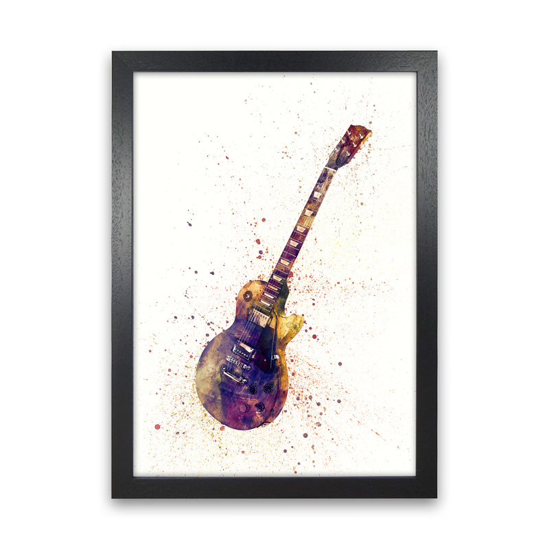 Electric Guitar Watercolour Ii Print by Michael Tompsett Black Grain