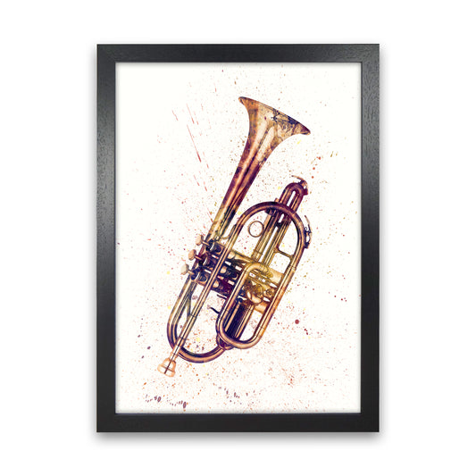 Cornet Watercolour Music Art Print by Michael Tompsett Black Grain