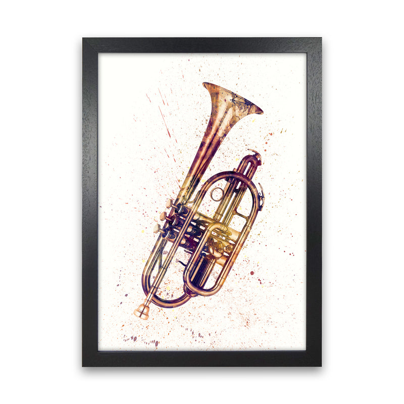 Cornet Watercolour Music Art Print by Michael Tompsett Black Grain