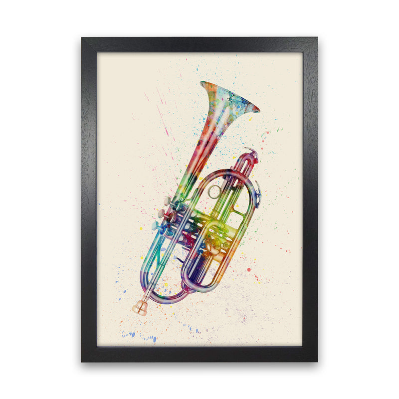 Cornet Watercolour Multi-Colour Print by Michael Tompsett Black Grain