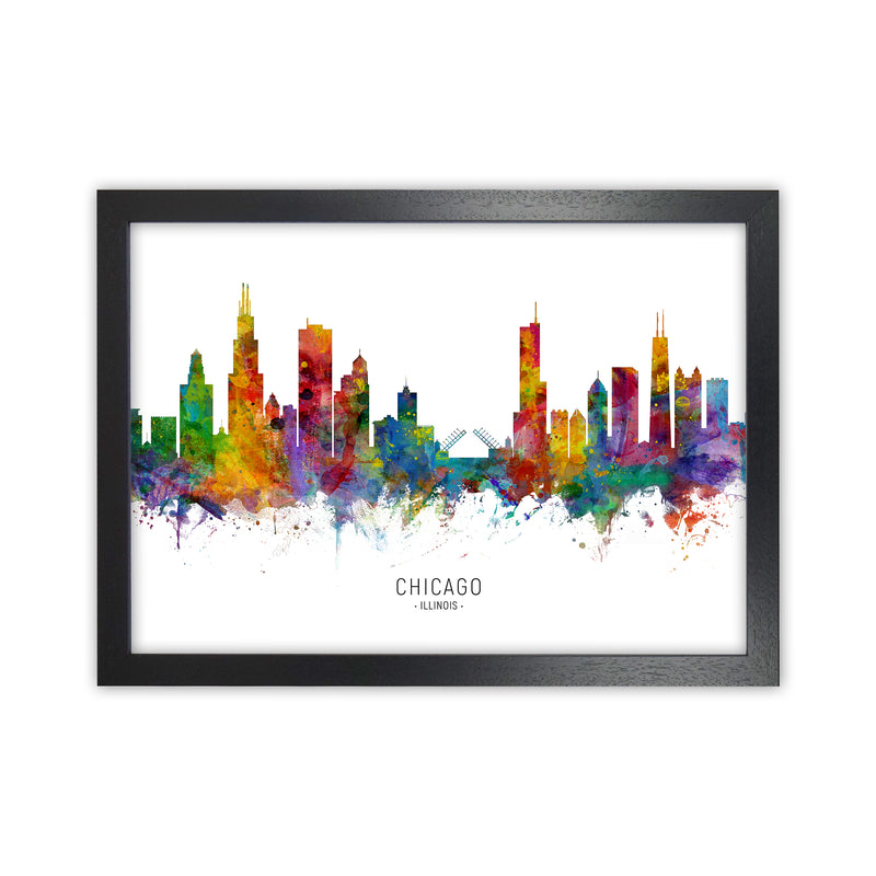 Chicago Illinois Skyline Art Print by Michael Tompsett Black Grain