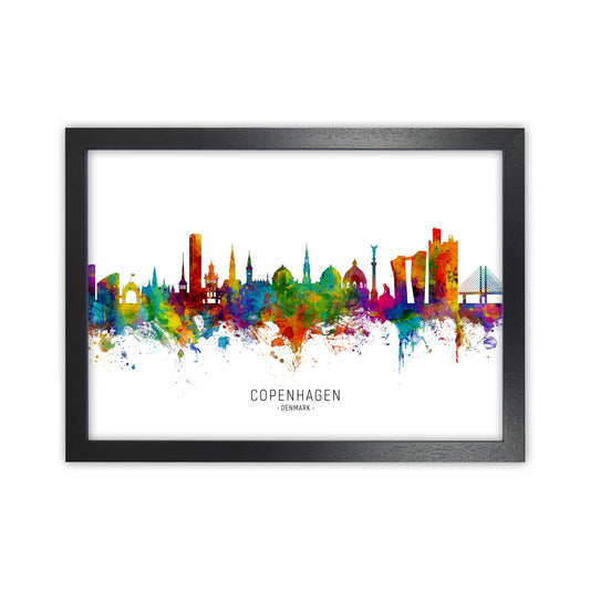 Copenhagen Denmark Skyline Art Print by Michael Tompsett Black Grain