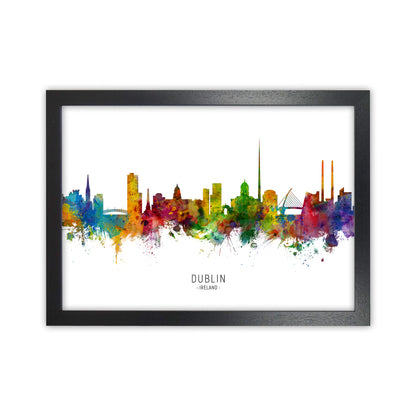 Dublin Ireland Skyline Art Print by Michael Tompsett Black Grain