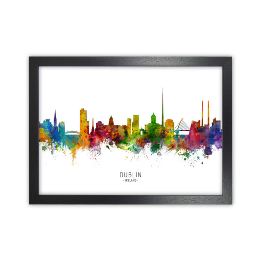 Dublin Ireland Skyline Art Print by Michael Tompsett Black Grain