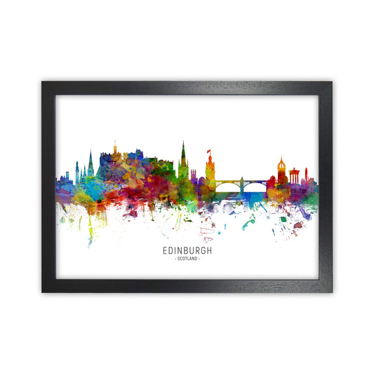 Edinburgh Scotland Skyline Art Print by Michael Tompsett Black Grain