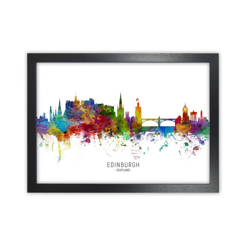 Edinburgh Scotland Skyline Art Print by Michael Tompsett Black Grain