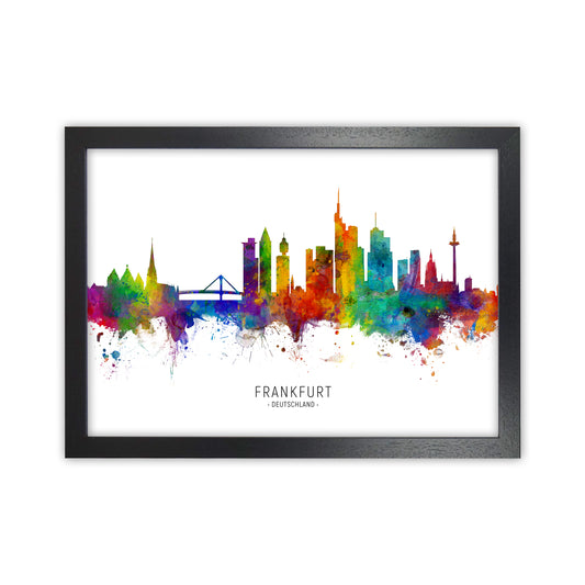 Frankfurt Deutschland Skyline Art Print by Michael Tompsett Black Grain