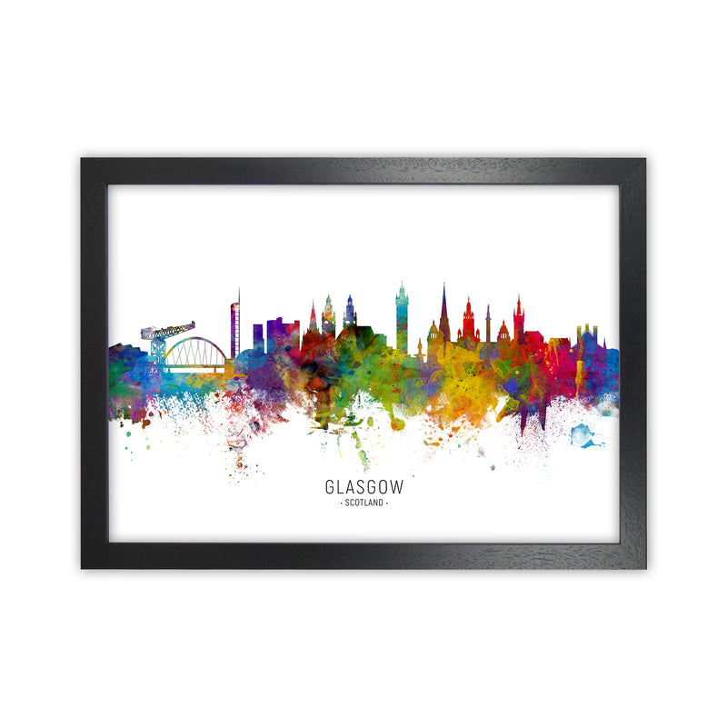 Glasgow Scotland Skyline Art Print by Michael Tompsett Black Grain