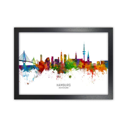Hamburg Deutschland Skyline Art Print by Michael Tompsett Black Grain