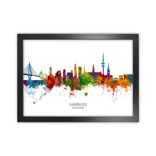 Hamburg Deutschland Skyline Art Print by Michael Tompsett Black Grain