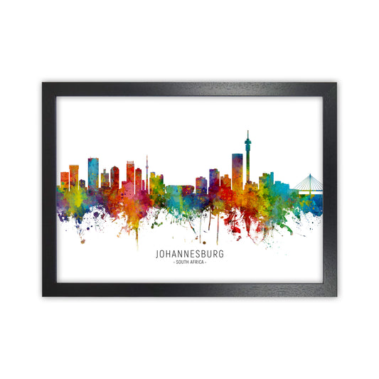 Johannesburg South Africa Skyline Print by Michael Tompsett Black Grain