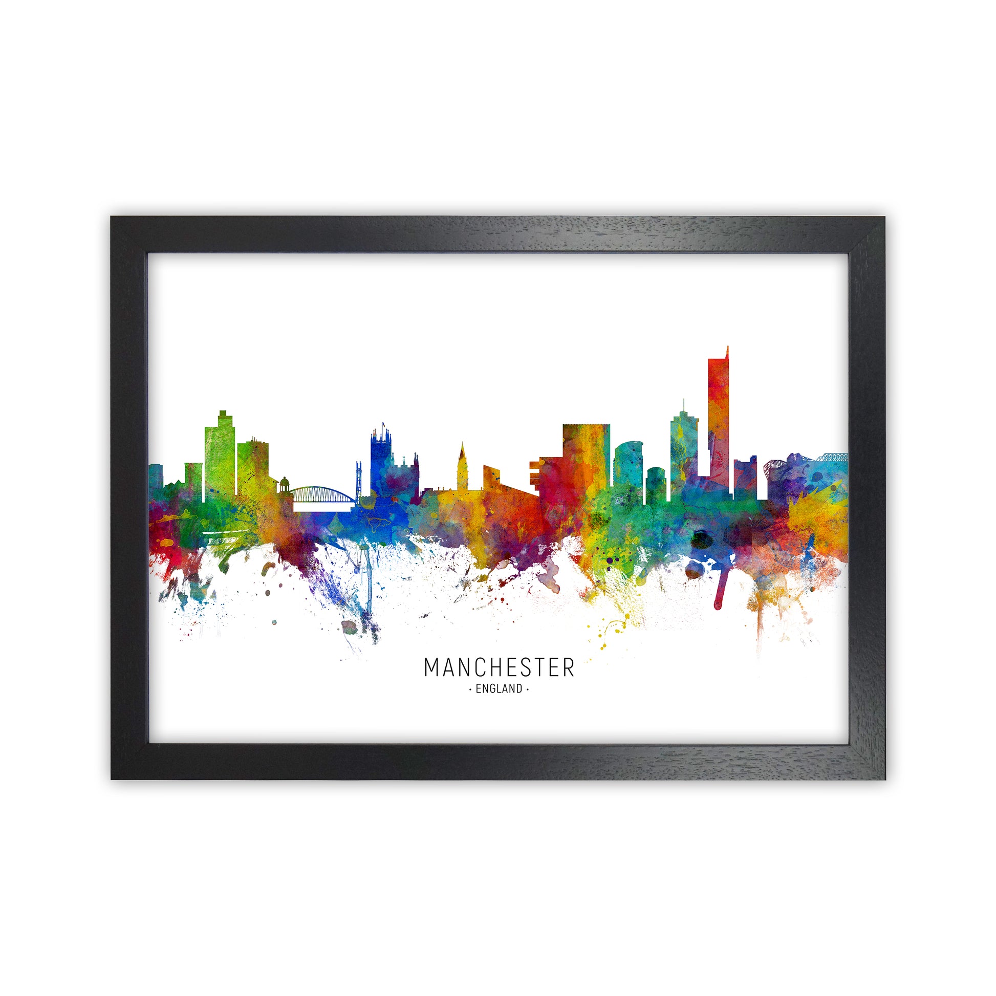 Manchester England Skyline Art Print by Michael Tompsett Black Grain