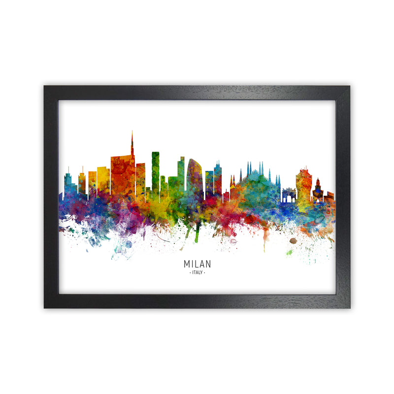 Milan Italy Skyline Art Print by Michael Tompsett Black Grain