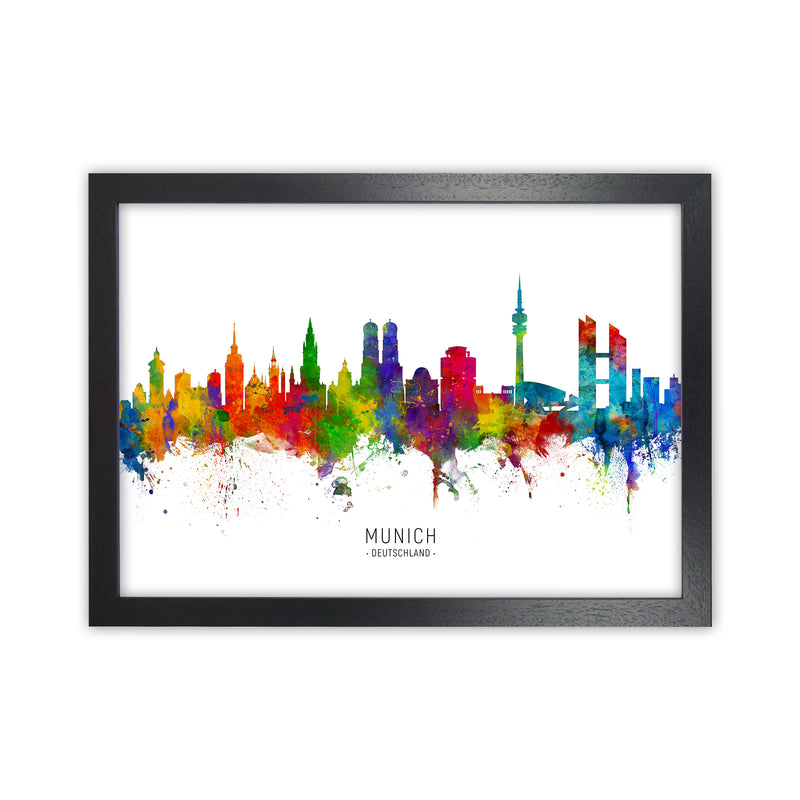 Munich Deutschland Skyline Art Print by Michael Tompsett Black Grain