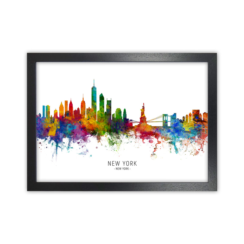 New York New York Skyline Art Print by Michael Tompsett Black Grain