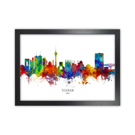 Tehran Iran Skyline Art Print by Michael Tompsett Black Grain