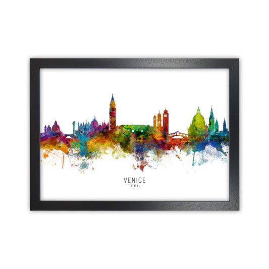 Venice Italy Skyline Art Print by Michael Tompsett Black Grain