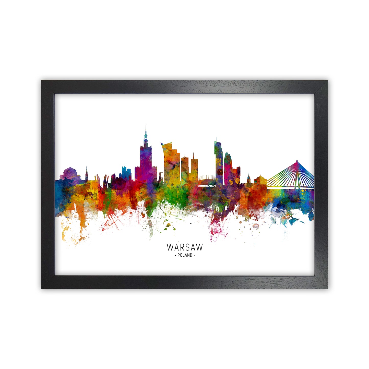 Warsaw Poland Skyline Art Print by Michael Tompsett Black Grain