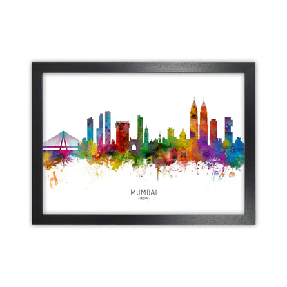 Mumbai India Skyline Art Print by Michael Tompsett Black Grain