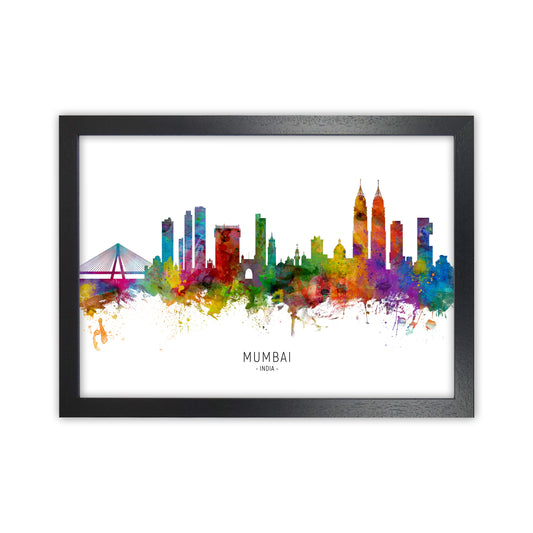 Mumbai India Skyline Art Print by Michael Tompsett Black Grain