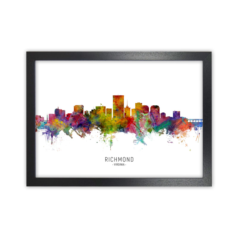 Richmond Virginia Skyline Art Print by Michael Tompsett Black Grain