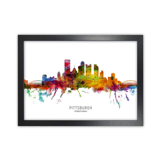 Pittsburgh Pennsylvania Skyline Art Print by Michael Tompsett Black Grain