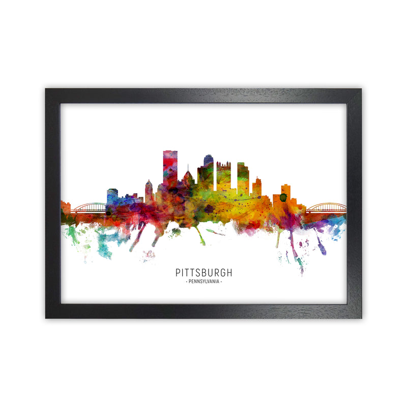 Pittsburgh Pennsylvania Skyline Art Print by Michael Tompsett Black Grain
