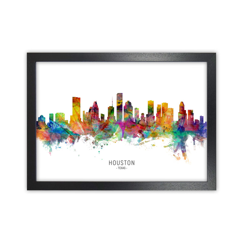 Houston Texas Skyline Art Print by Michael Tompsett Black Grain