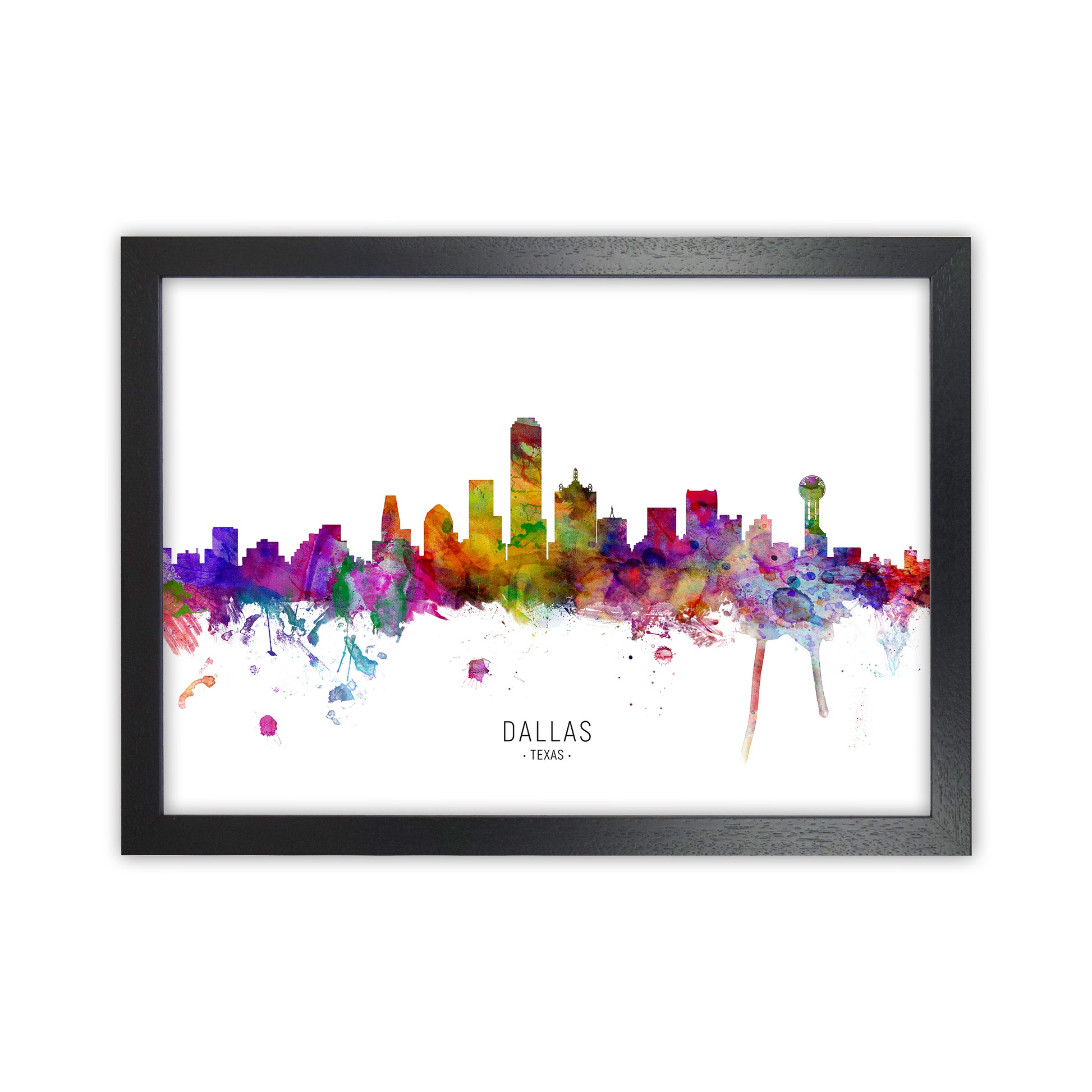 Dallas Texas Skyline Art Print by Michael Tompsett Black Grain
