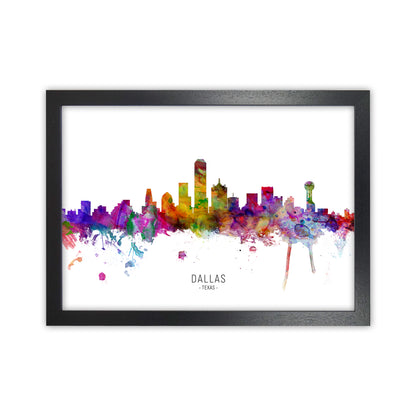 Dallas Texas Skyline Art Print by Michael Tompsett Black Grain