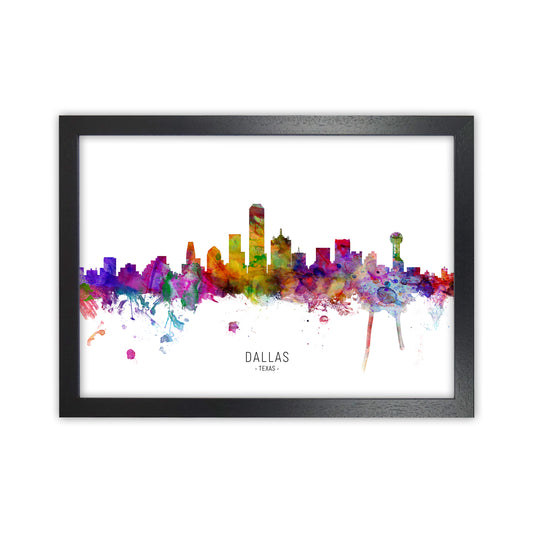 Dallas Texas Skyline Art Print by Michael Tompsett Black Grain