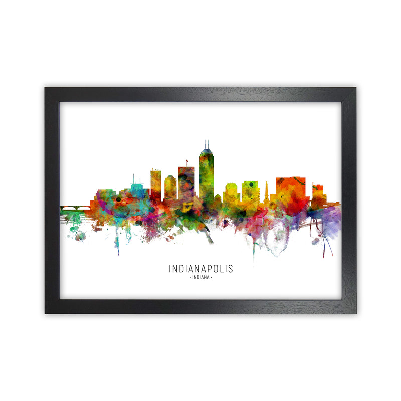 Indianapolis Indiana Skyline Art Print by Michael Tompsett Black Grain