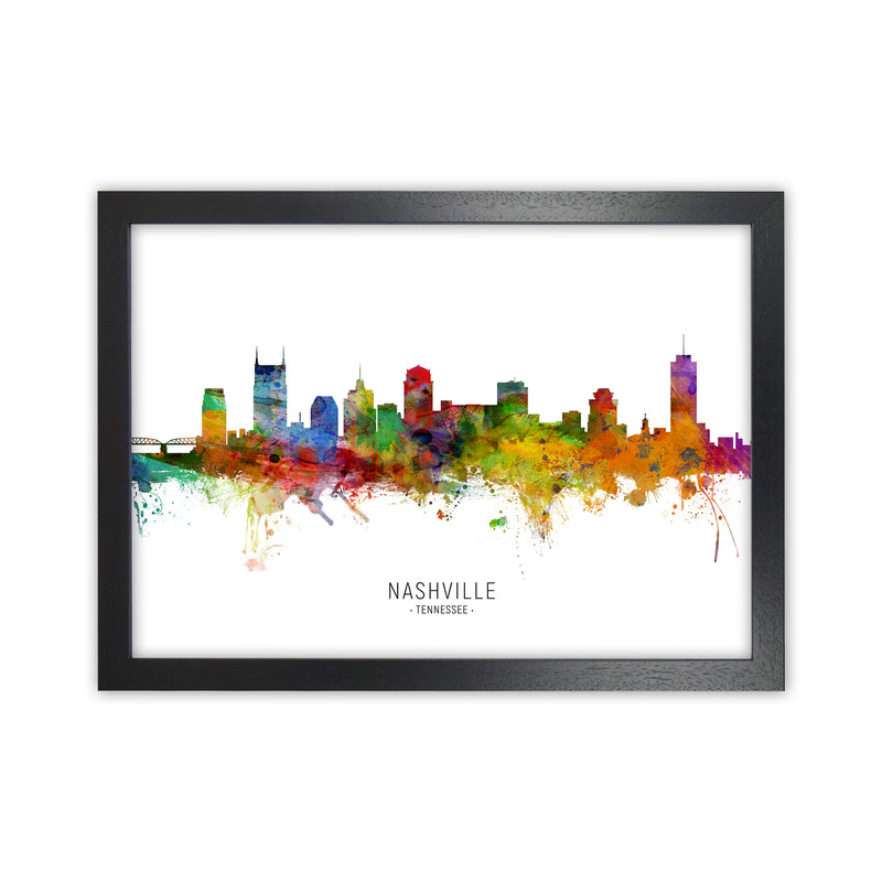 Nashville Tennessee Skyline Art Print by Michael Tompsett Black Grain