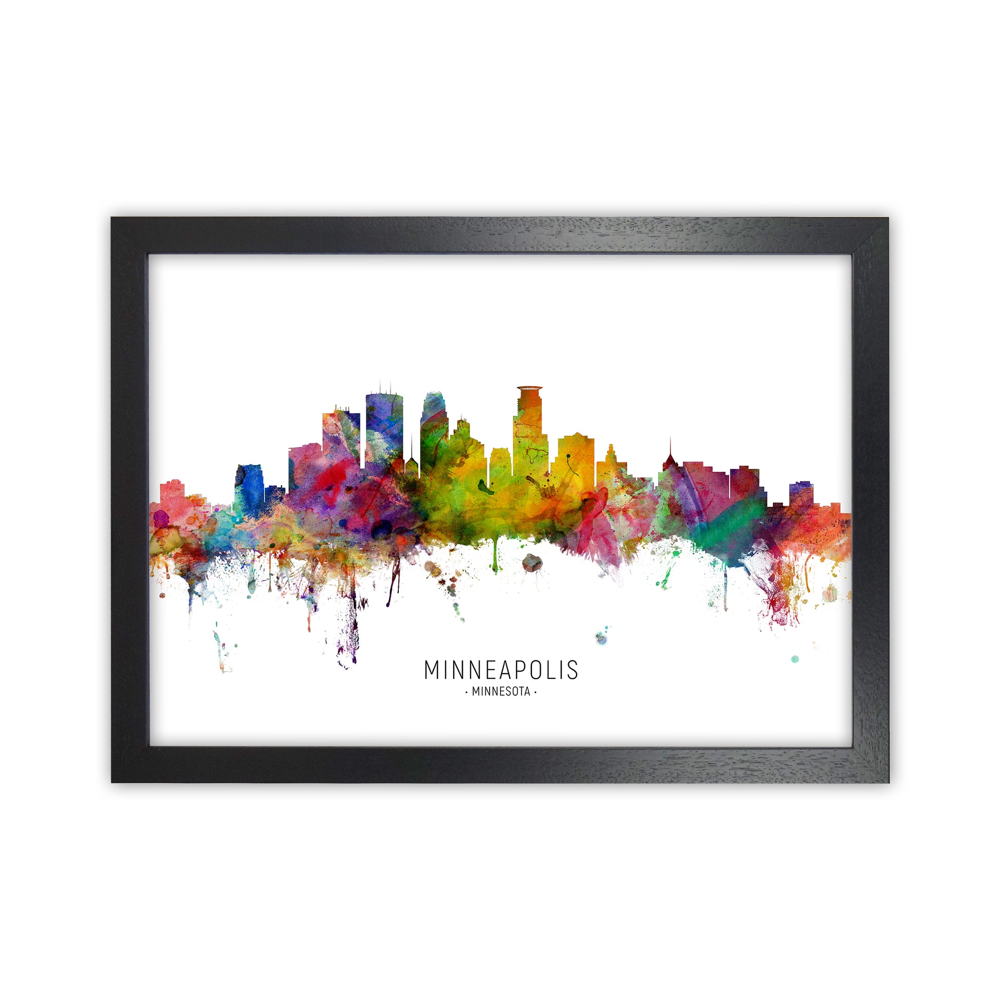 Minneapolis Minnesota Skyline Art Print by Michael Tompsett Black Grain
