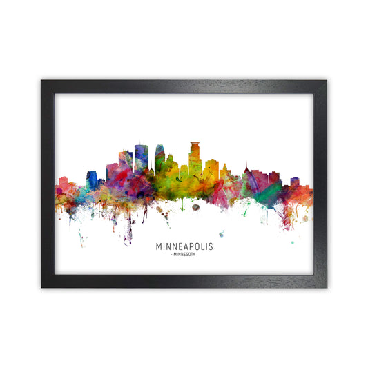 Minneapolis Minnesota Skyline Art Print by Michael Tompsett Black Grain