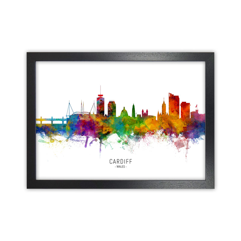Cardiff Wales Skyline Art Print by Michael Tompsett Black Grain