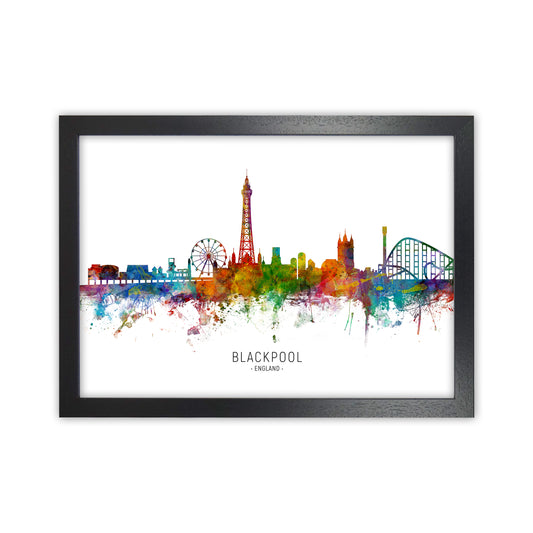 Blackpool England Skyline Art Print by Michael Tompsett Black Grain