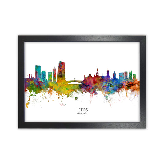 Leeds England Skyline Art Print by Michael Tompsett Black Grain