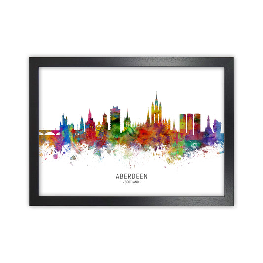 Aberdeen Scotland Skyline Art Print by Michael Tompsett Black Grain