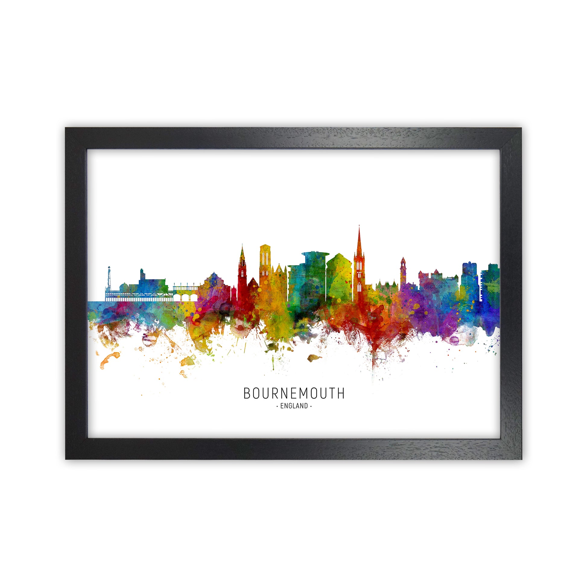 Bournemouth England Skyline Art Print by Michael Tompsett Black Grain