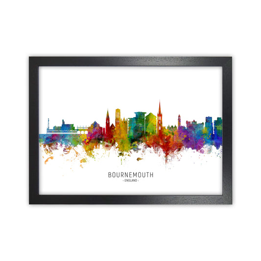 Bournemouth England Skyline Art Print by Michael Tompsett Black Grain