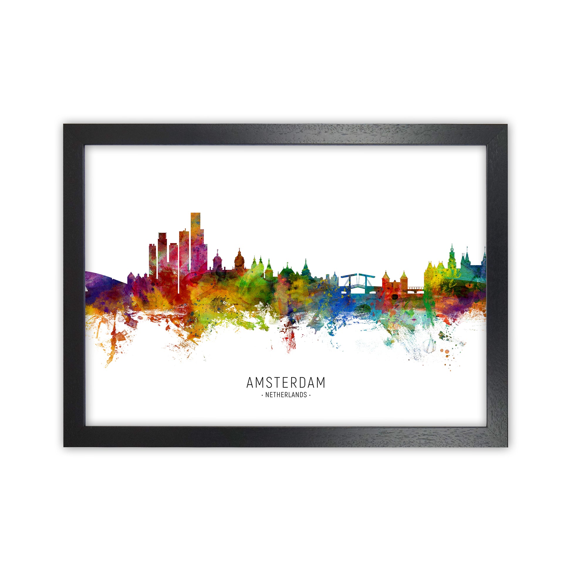 Amsterdam Netherlands Skyline Art Print by Michael Tompsett Black Grain