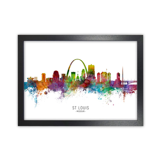 St Louis Missouri Skyline Art Print by Michael Tompsett Black Grain
