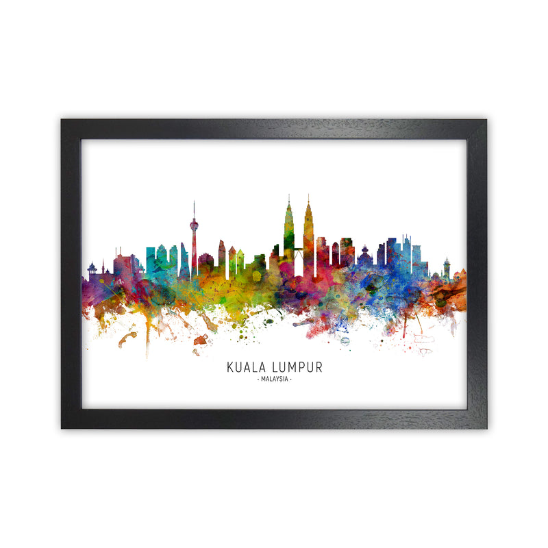 Kuala Lumpur Malaysia Skyline Art Print by Michael Tompsett Black Grain