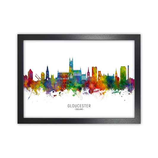 Gloucester England Skyline Art Print by Michael Tompsett Black Grain