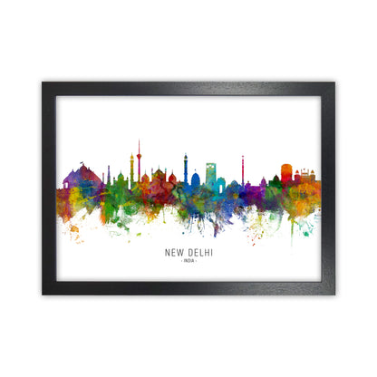 New Delhi India Skyline Art Print by Michael Tompsett Black Grain