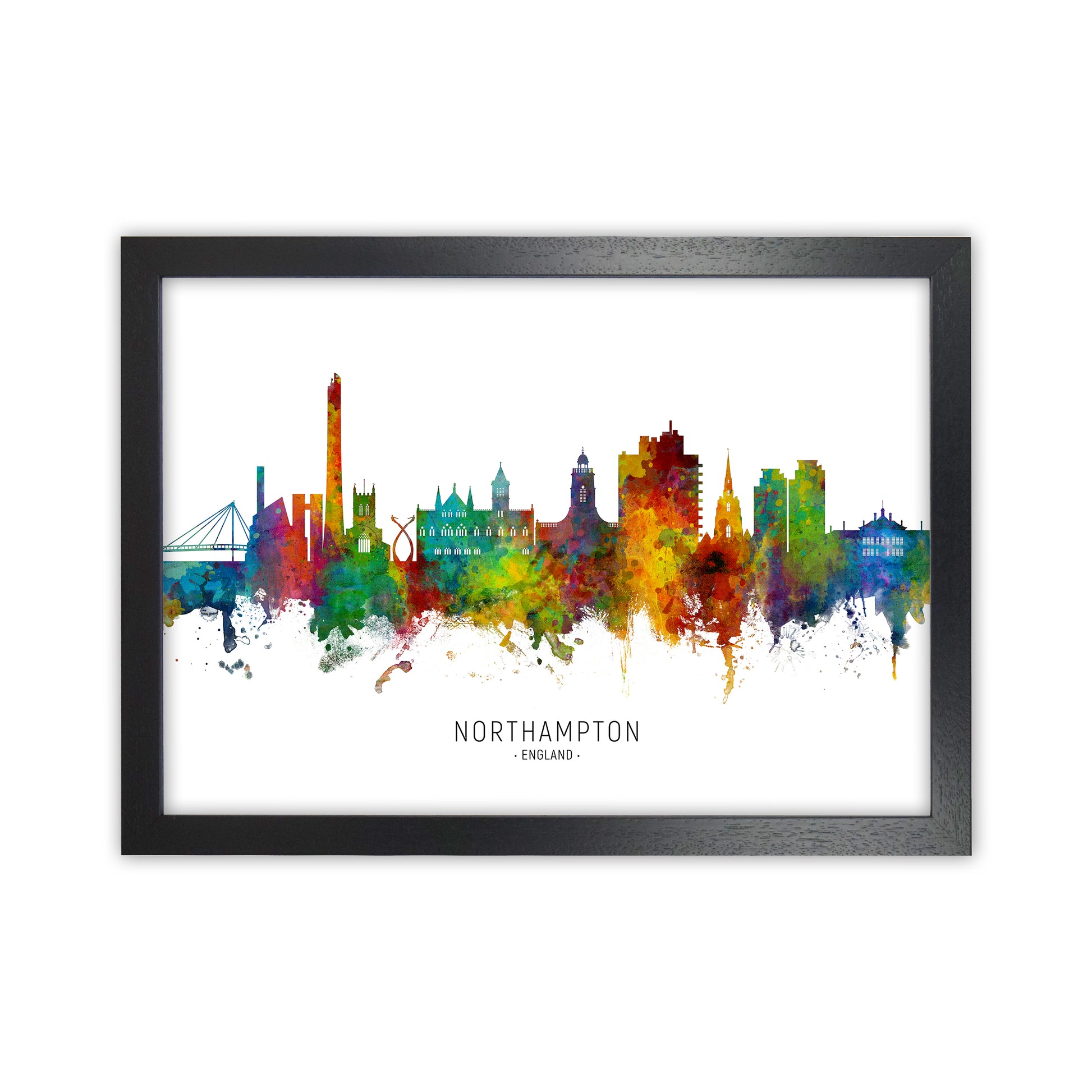 Northampton England Skyline Art Print by Michael Tompsett Black Grain