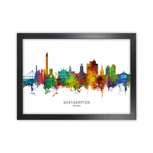 Northampton England Skyline Art Print by Michael Tompsett Black Grain