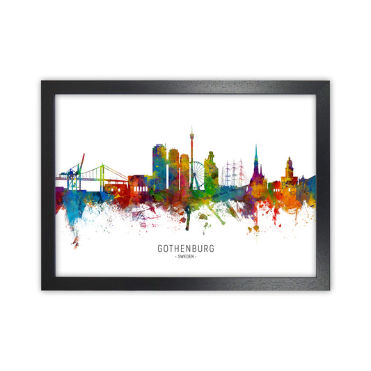 Gothenburg Sweden Skyline Art Print by Michael Tompsett Black Grain